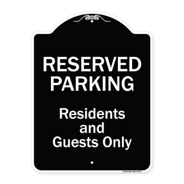 Designer Series-Reserved Parking-Residents And Guests Only, 24" x 18", BW-1824-9767